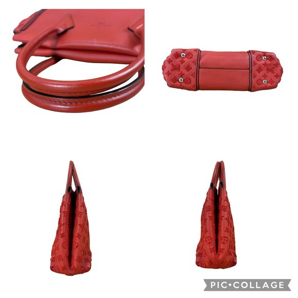 LOUIS VUITTON Authentic W Veau PM Cachemire Red Leather Tote Handbag Monogram LV - Picture 5 of 10